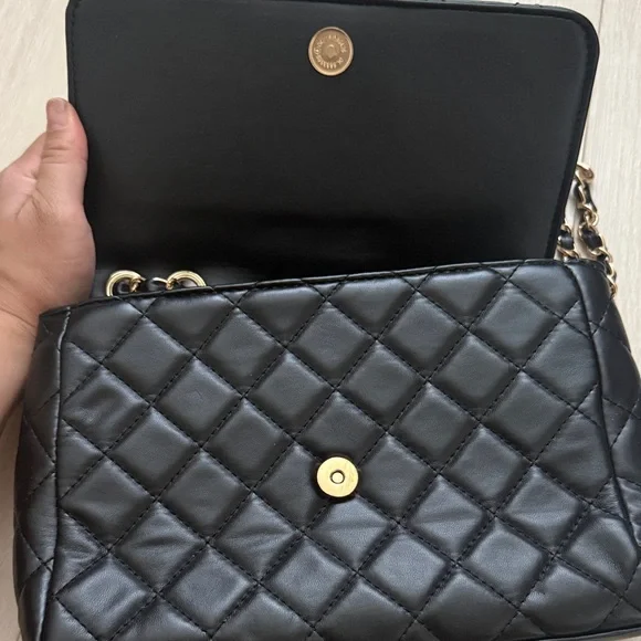 True Religion Black Quilted Shoulder Bag with Gold Accents - Picture 3 of 11